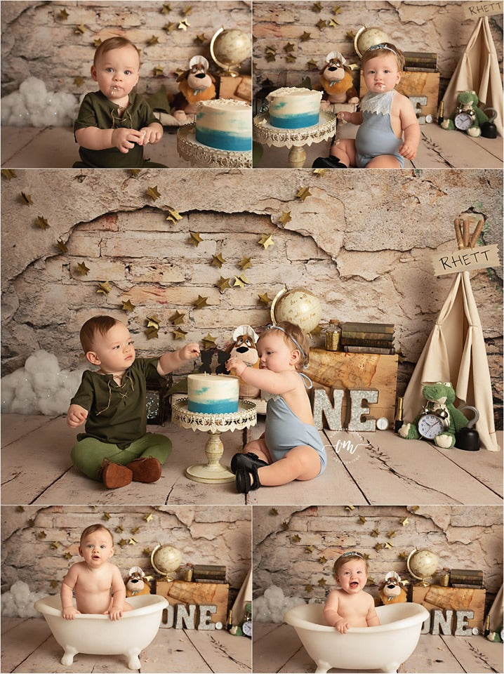 Kate Retro geschädigter Zement Backstein Hintergrund - Kate Backdrop.de