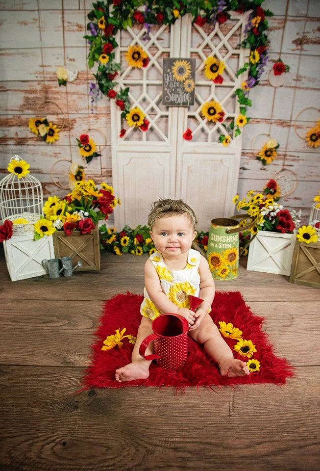 Kate Sie sind mein Sonnenschein-Weinlese-Wand-Sommer-Sonnenblume-Muttertagshintergrund Entworfen durch Staci Lynn Photography
