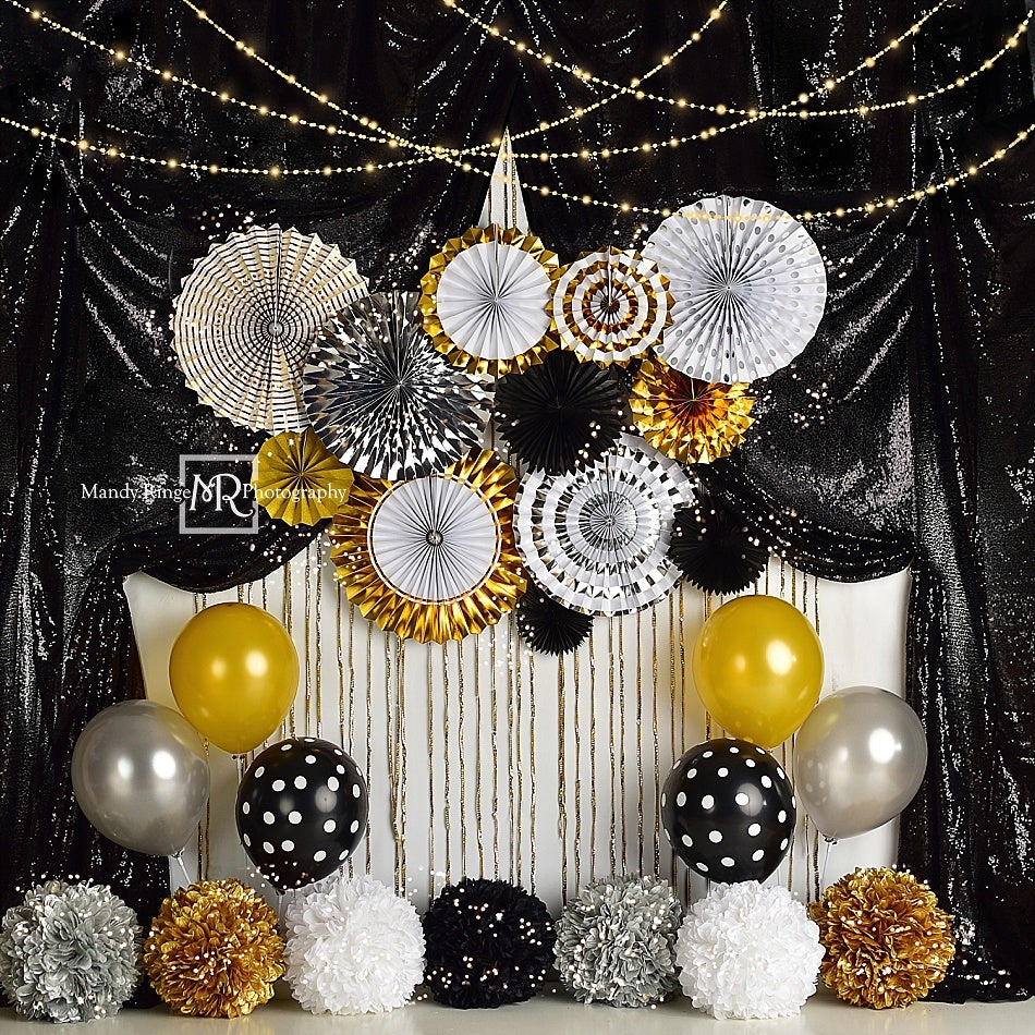 Kate Schwarz Gold Mädchen Geburtstag Party Hintergrund von Mandy Ringe Photography - Kate Backdrop.de