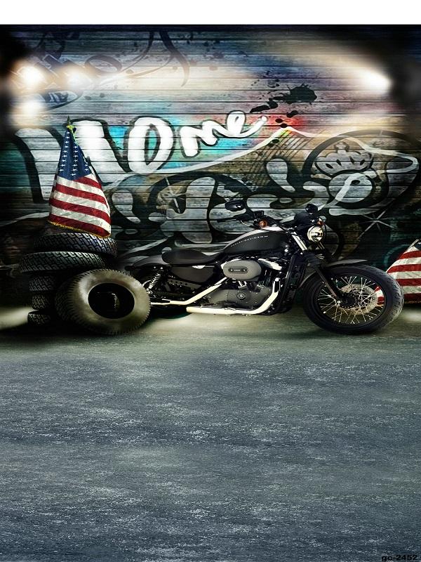 Katebackdrop:Kate Dark Graffiti wall Backdrop Motorcycle Background
