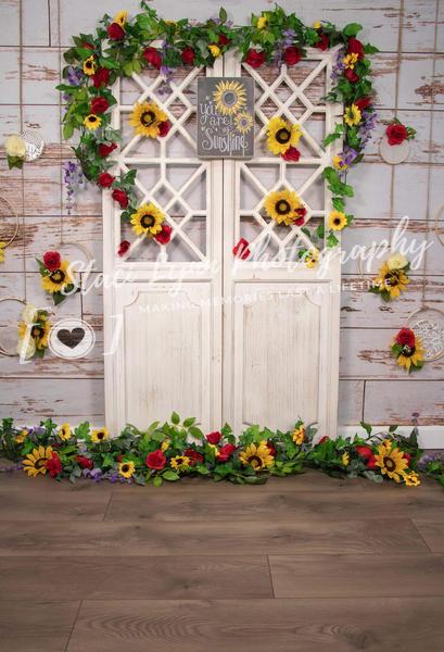Kate Sie sind mein Sonnenschein-Weinlese-Wand-Sommer-Sonnenblume-Muttertagshintergrund Entworfen durch Staci Lynn Photography