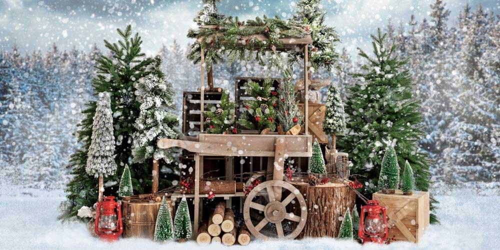 Kate Weihnachtsbäume Weihnachten Hintergrund Winter Schnee von Emetselch - Kate Backdrop.de