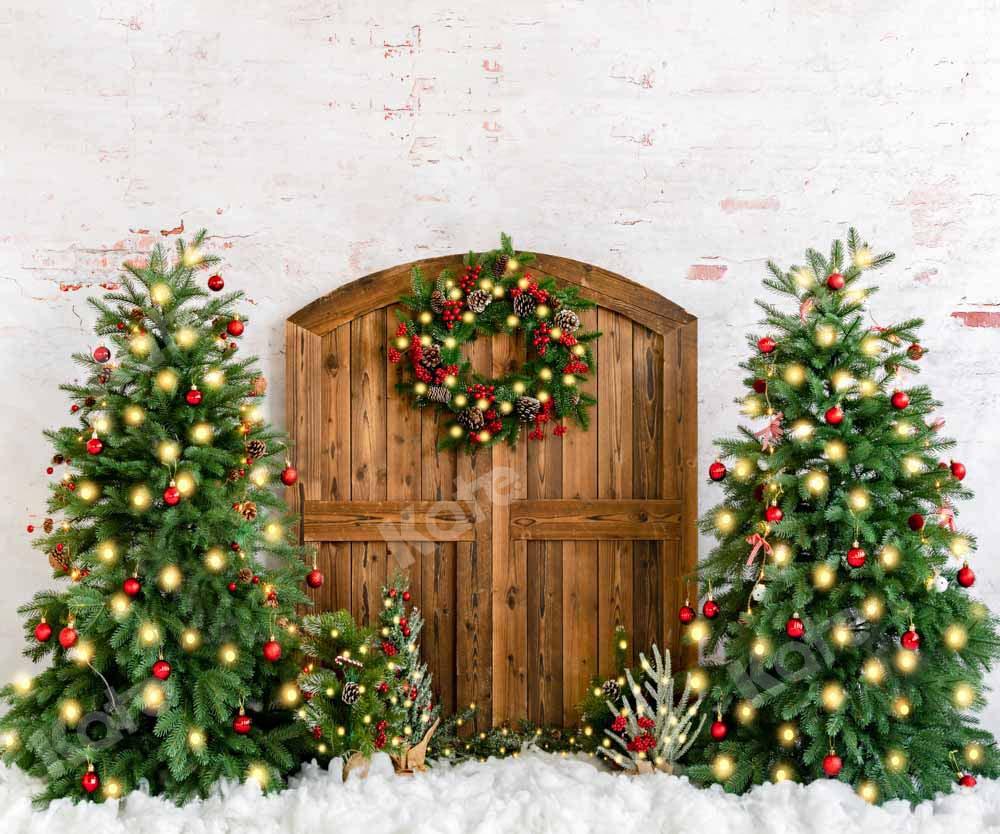 Kate Weihnachten Weihnachten Kranz Hintergrund Schnee von Emetselch - Kate Backdrop.de