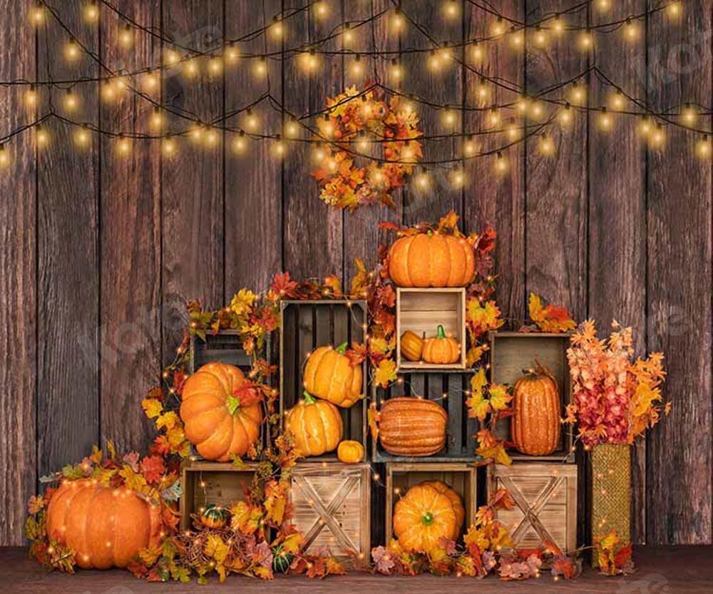 Kate Halloween Kürbis Hintergrund Herbst Holz von Emetselch - Kate Backdrop.de