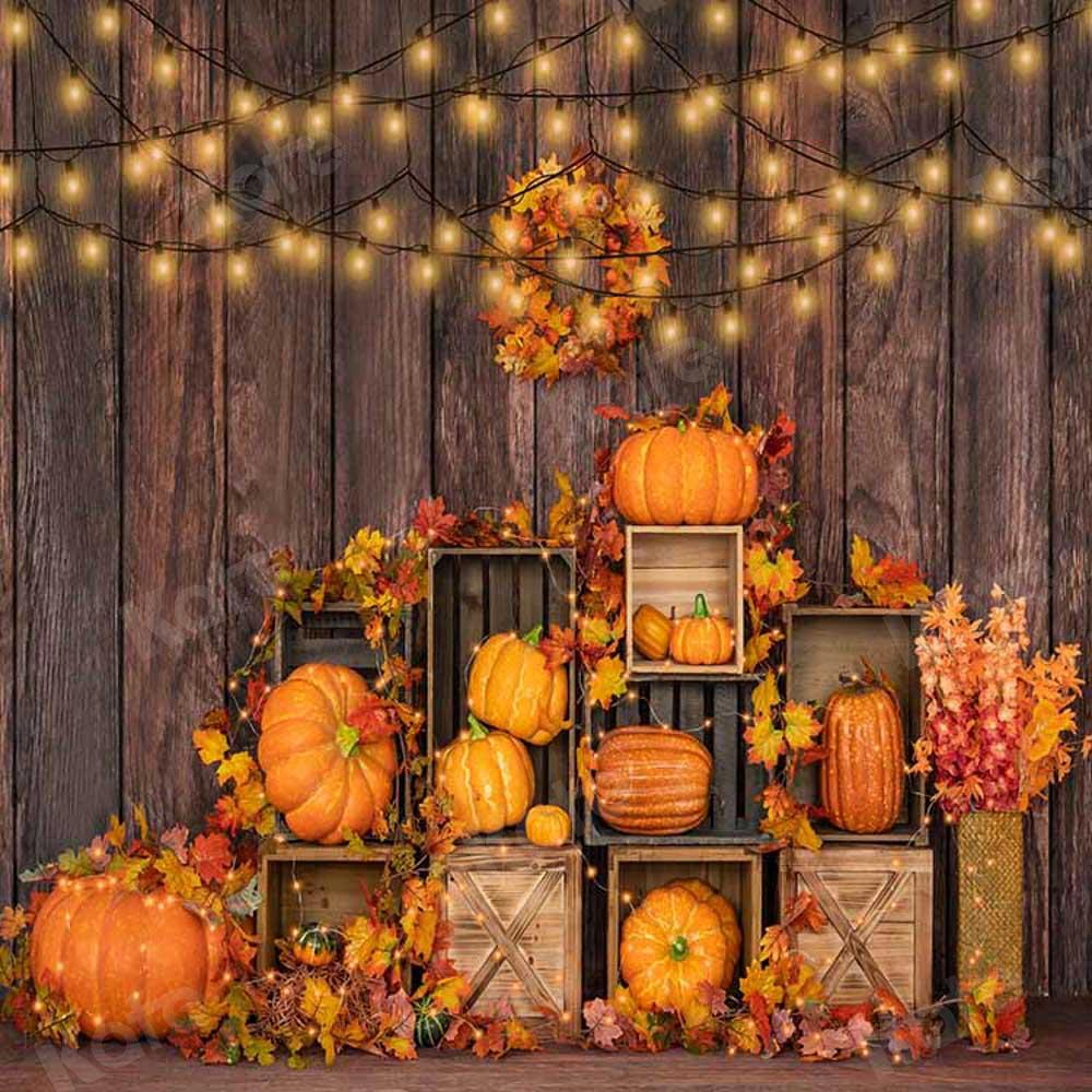 Kate Halloween Kürbis Hintergrund Herbst Holz von Emetselch - Kate Backdrop.de