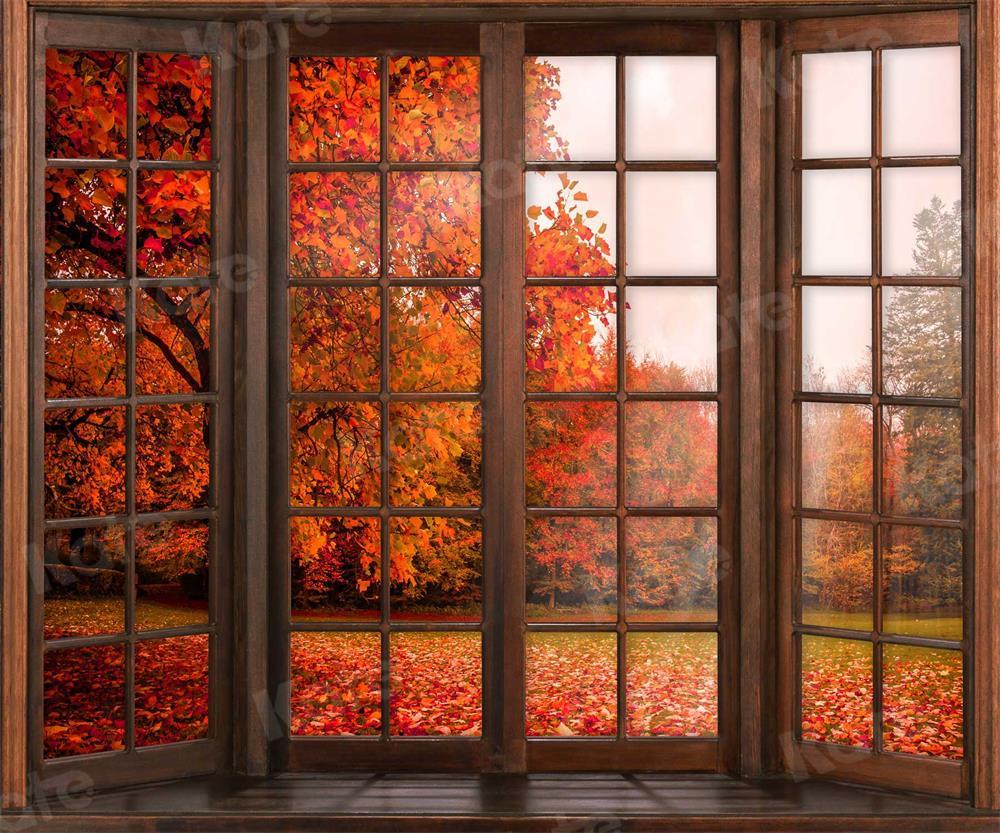 Kate Herbst Hintergrund außerhalb Fenster für die Fotografie - Kate Backdrop.de