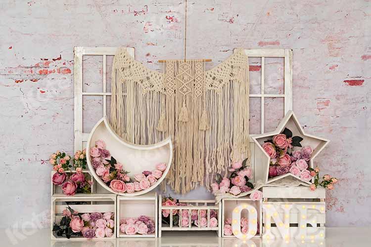 Kate Cake Smash Geburtstag Hintergrund Blumen für die Fotografie - Kate Backdrop.de