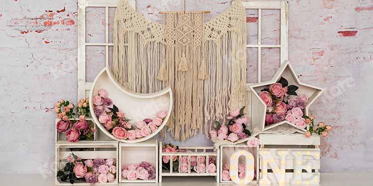 Kate Cake Smash Geburtstag Hintergrund Blumen für die Fotografie - Kate Backdrop.de