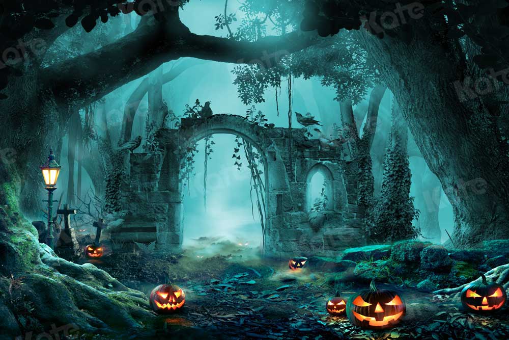 Kate Herbst Kürbis Hintergrund Wald für Fotografie Halloween