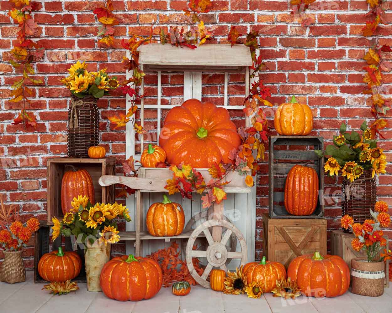 Kate Herbst Kürbis Hintergrund Stein Wand von Emetselch - Kate Backdrop.de