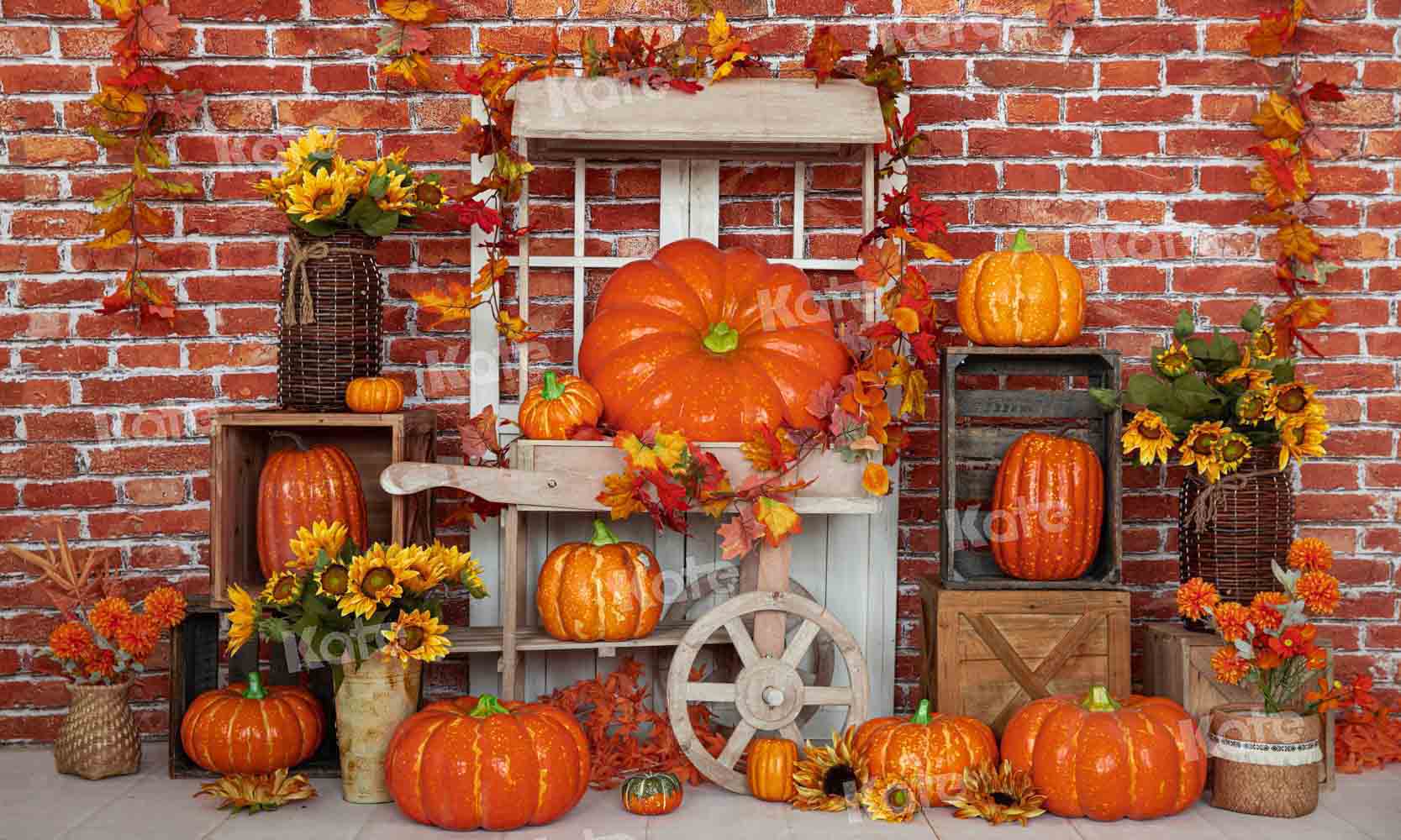 Kate Herbst Kürbis Hintergrund Stein Wand von Emetselch - Kate Backdrop.de
