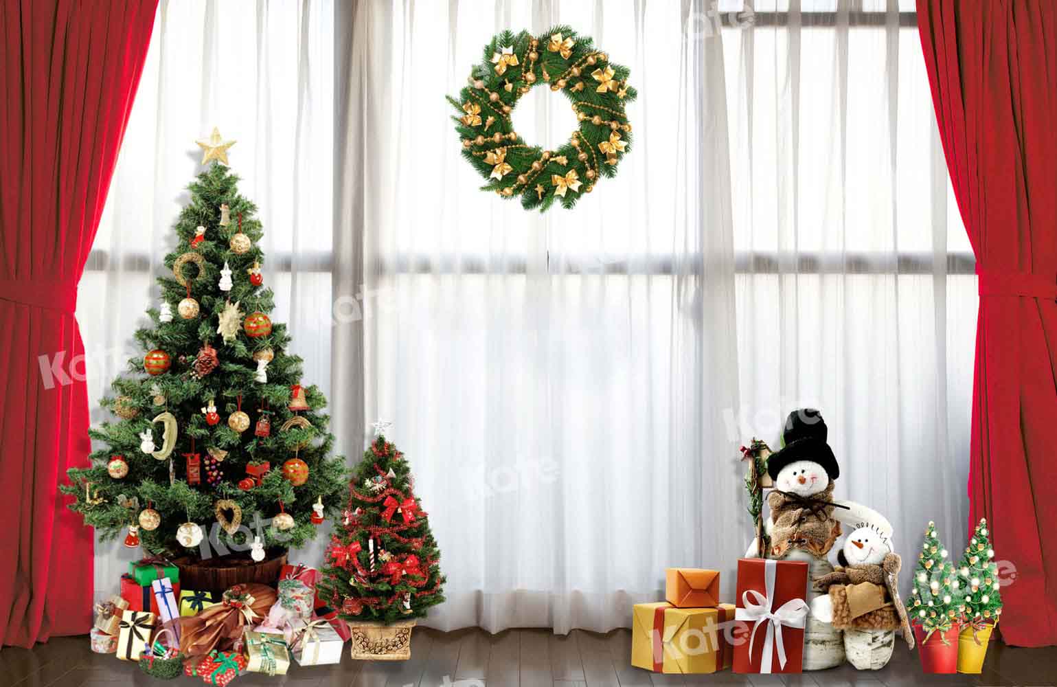 Kate Weihnachten Vorhänge Girlanden Hintergrund Winter von Chain Photography - Kate Backdrop.de