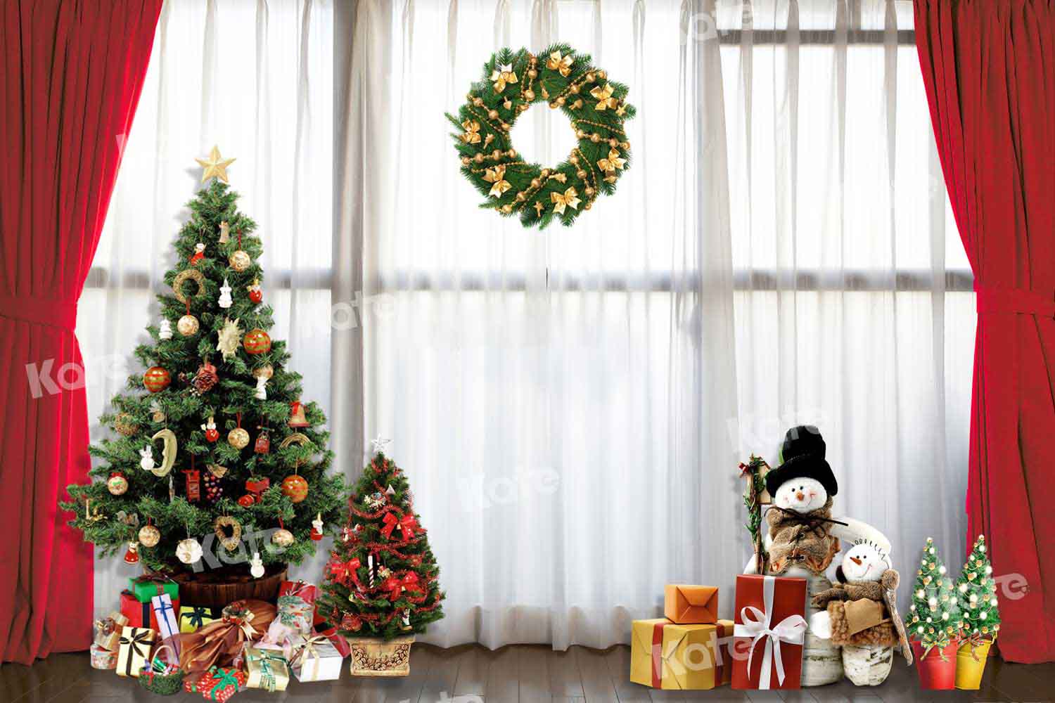 Kate Weihnachten Vorhänge Girlanden Hintergrund Winter von Chain Photography - Kate Backdrop.de
