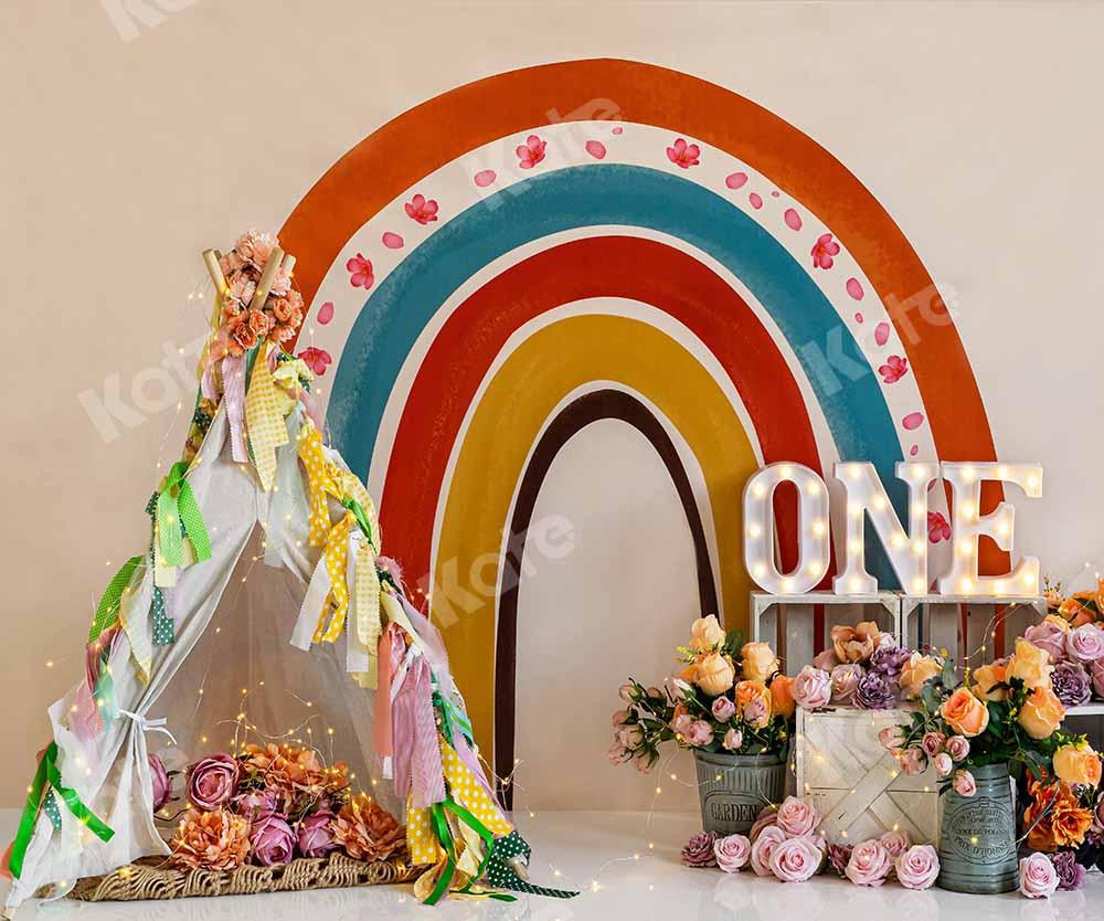 Kate Boho Regenbogen Hintergrund Geburtstag Cake Smash von Emetselch - Kate Backdrop.de