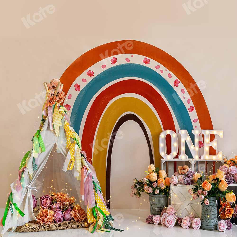 Kate Boho Regenbogen Hintergrund Geburtstag Cake Smash von Emetselch - Kate Backdrop.de