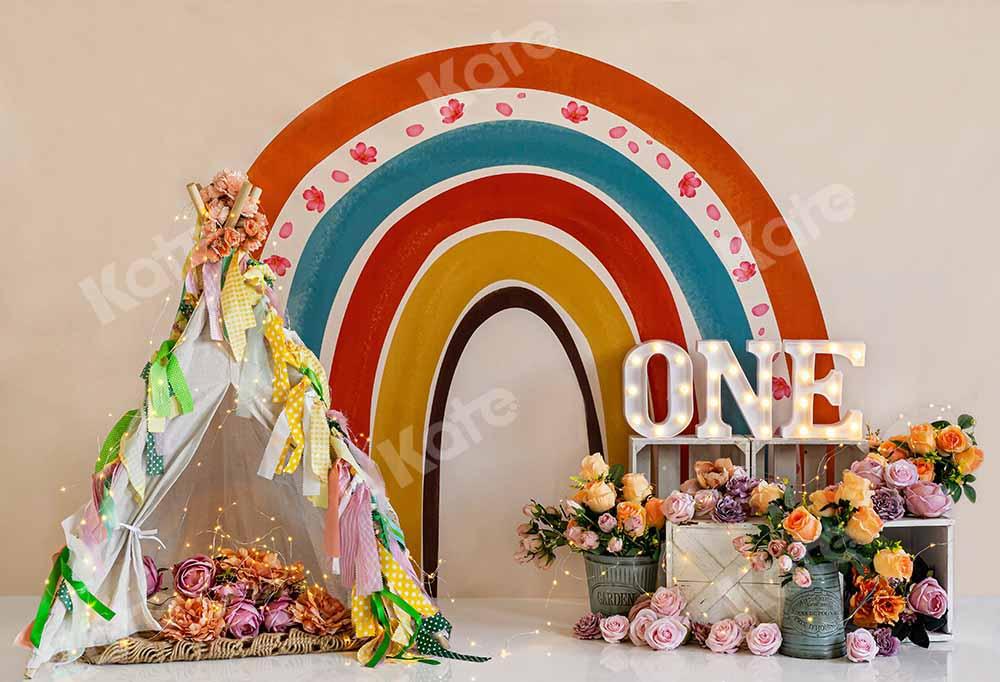 Kate Boho Regenbogen Hintergrund Geburtstag Cake Smash von Emetselch - Kate Backdrop.de