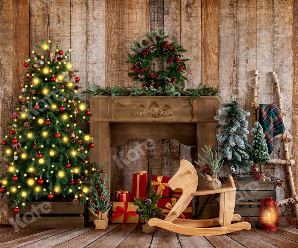 Kate Weihnachten Pferde Hintergrund Kranz Holz von Emetselch - Kate Backdrop.de