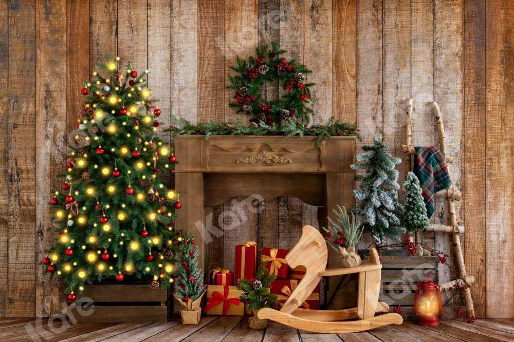 Kate Weihnachten Pferde Hintergrund Kranz Holz von Emetselch - Kate Backdrop.de