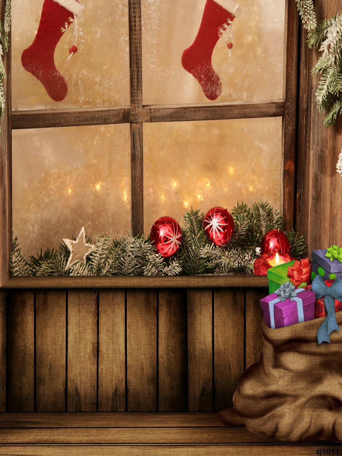 Katebackdrop:Kate Christmas Stockings Props Backdrop for Children Photography