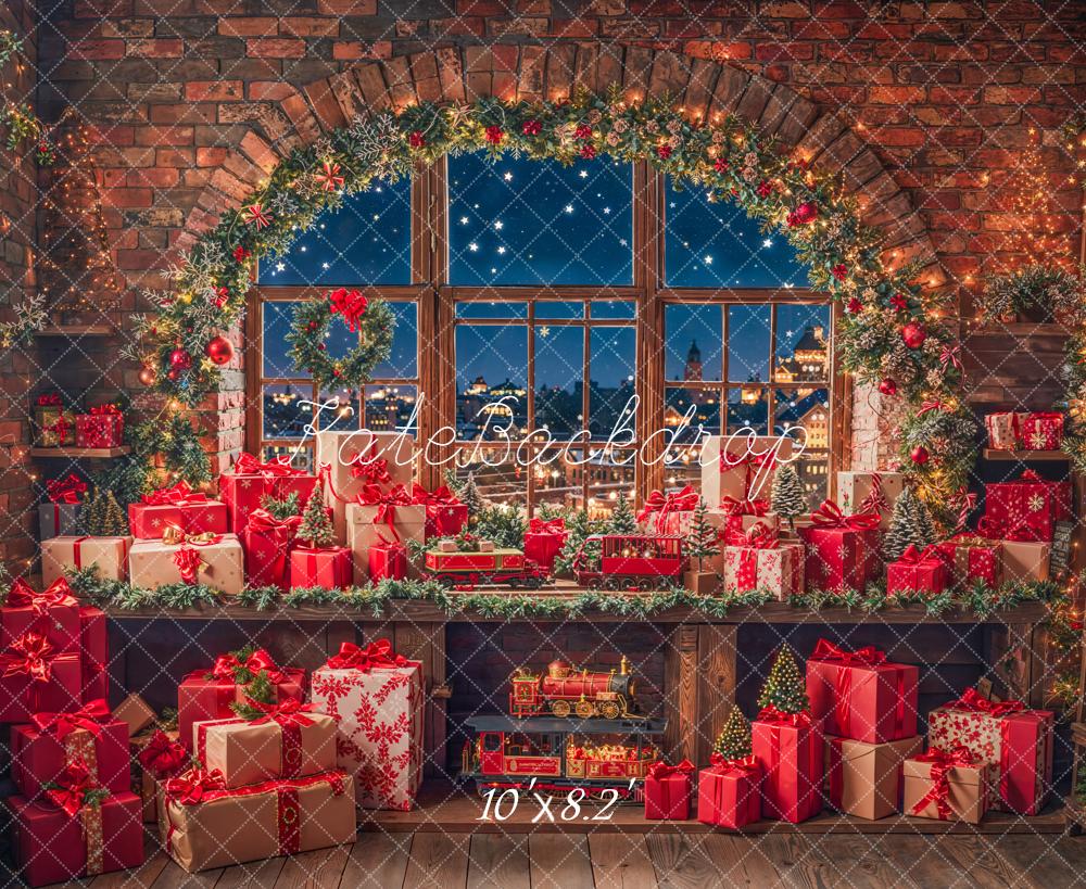 Kate Weihnachten Geschenke Fenster Gemütlich Hintergrund Entworfen von Emetselch - Kate Backdrop.de