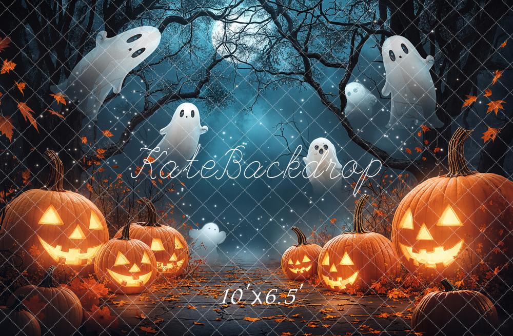 Kate Halloween Kürbisse Geister Nachtwald Hintergrund Entworfen von Chain - Kate Backdrop.de