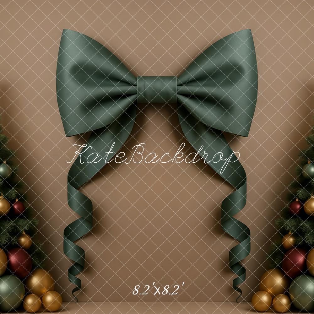 Kate Weihnachten Tannenbäume Schleife Braun Hintergrund Entworfen von Patty Roberts