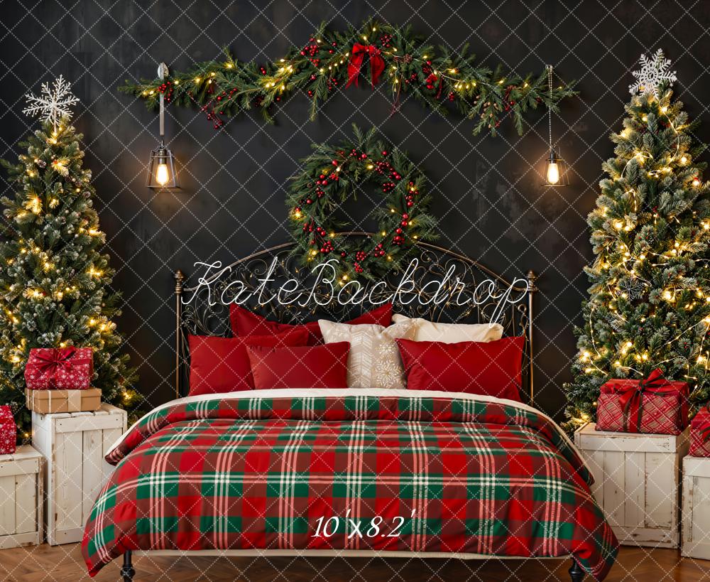 Kate Weihnachten Schlafzimmer Weihnachtsbäume Kranz Fleece Hintergrund Entworfen von Emetselch - Kate Backdrop.de