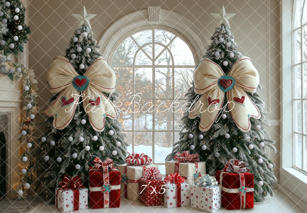 Kate Weihnachten Tannenbaum Geschenke Weiß Rot Hintergrund Entworfen von Mini MakeBelieve - Kate Backdrop.de