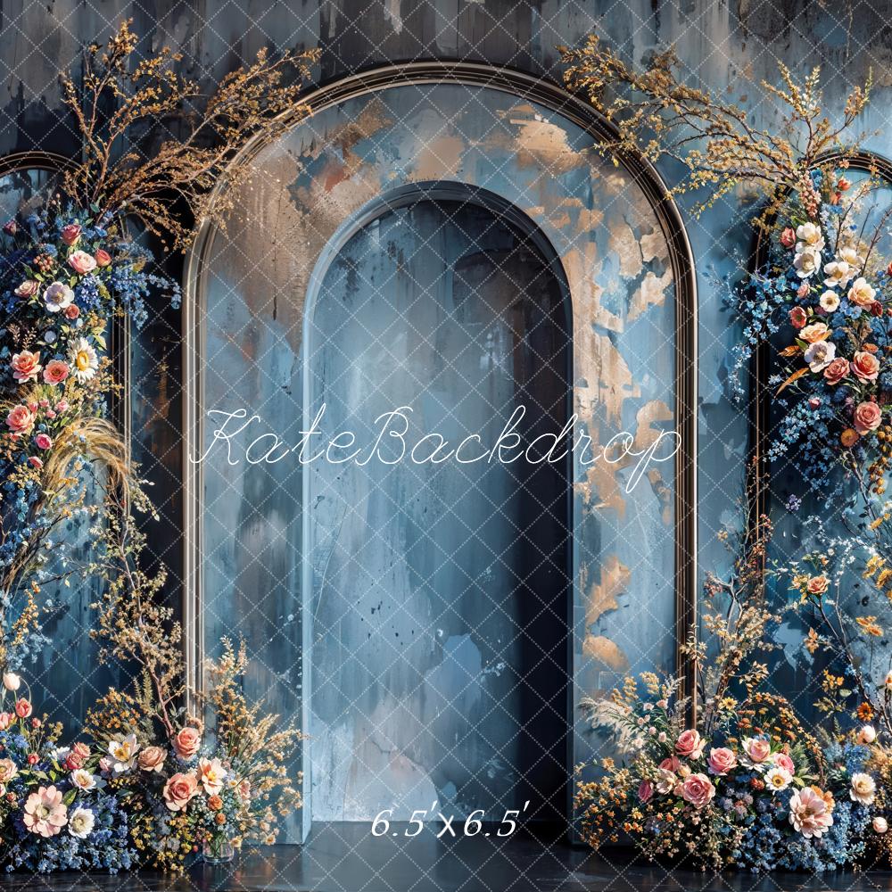 Kate Blumen Bogen Gemalt Blau Hintergrund Entworfen von Emetselch