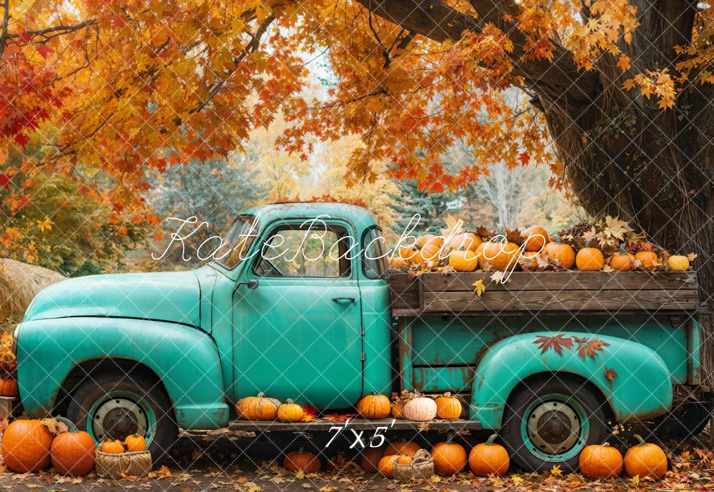 Kate Herbst Kürbis Vintage Truck Orange Hintergrund Entworfen von Emetselch - Kate Backdrop.de