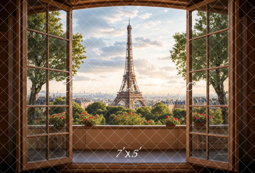 Kate Paris Eiffelturm Fenster Romantisch Hintergrund Entworfen von Emetselch - Kate Backdrop.de