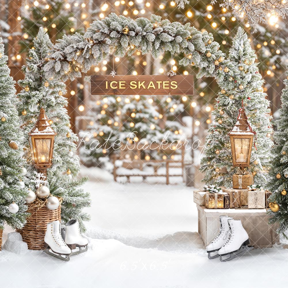 Kate Weihnachten Tannen Eisbahn Lichter Hintergrund Entworfen von Emetselch - Kate Backdrop.de