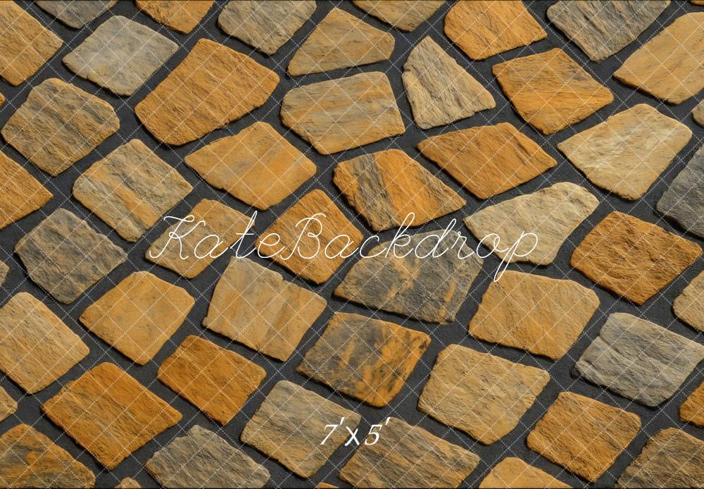 Kate Stein Quadrat Muster Braun Hintergrund Entworfen von Mini MakeBelieve - Kate Backdrop.de