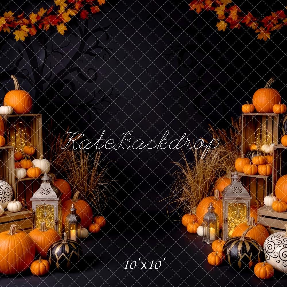 Kate Herbst Kürbis Laternen Vintage Hintergrund Entworfen von Patty Roberts - Kate Backdrop.de