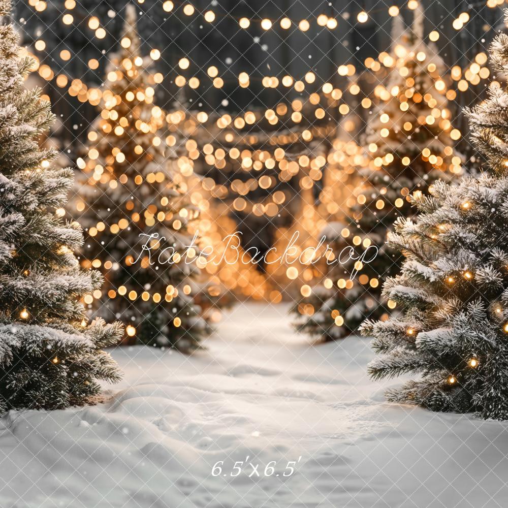 Kate Weihnachten Tannen Schnee Lichter Hintergrund Entworfen von Emetselch - Kate Backdrop.de