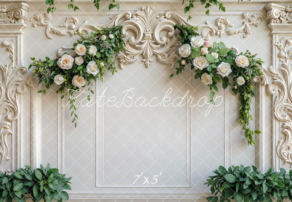 Kate Hochzeit Rosen Ornamente Weiß Hintergrund Entworfen von Mini MakeBelieve - Kate Backdrop.de