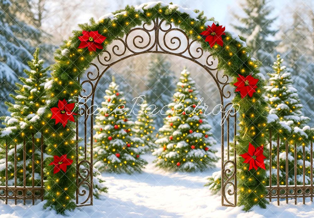 Kate Weihnachten Tor Girlande Schnee Hintergrund Entworfen von Mini MakeBelieve - Kate Backdrop.de