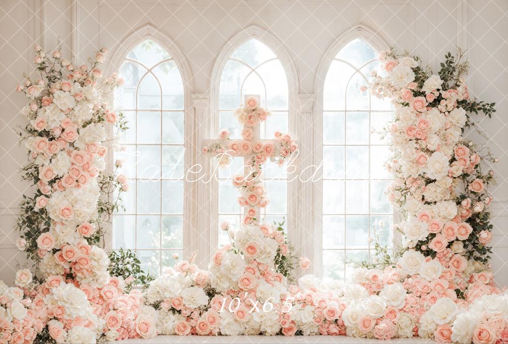 Kate Hochzeit Kirche Kreuz Blumen Romantisch Fleece Hintergrund Entworfen von Emetselch
