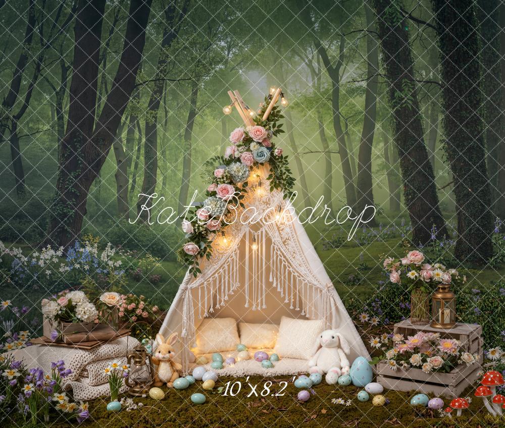 Kate Ostern Wald Zelt Blumen Fleece Hintergrund Entworfen von Emetselch