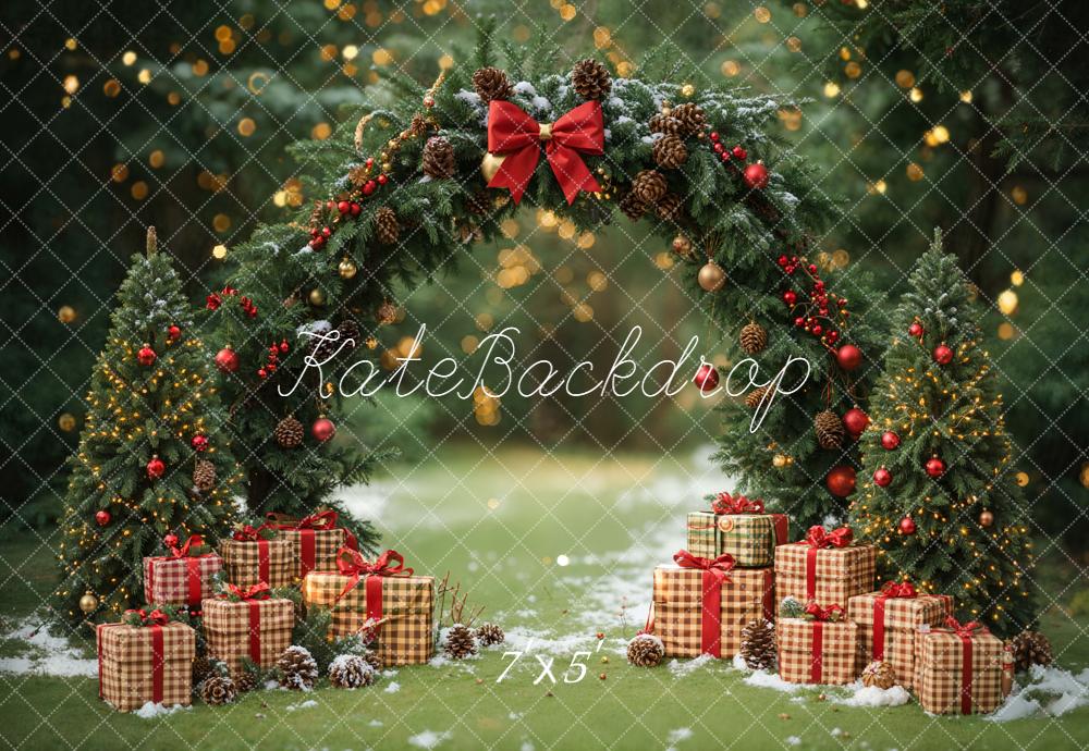 Kate Weihnachten Geschenkboxen Tannenbogen Wald Hintergrund Entworfen von Emetselch - Kate Backdrop.de