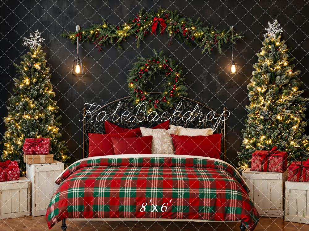 Kate Weihnachten Schlafzimmer Weihnachtsbäume Kranz Fleece Hintergrund Entworfen von Emetselch - Kate Backdrop.de