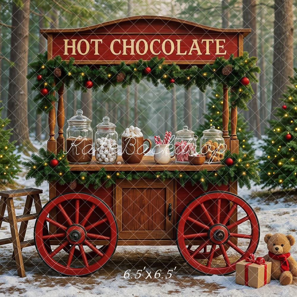 Kate Weihnachten Kakao Stand Wald Hintergrund Entworfen von Ashley Paul - Kate Backdrop.de