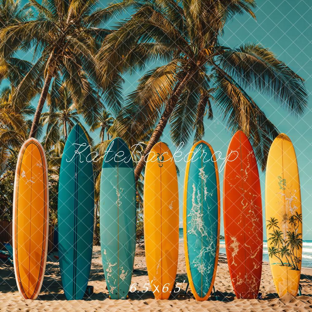 Kate Sommer Surfbretter Palmen Retro Hintergrund Entworfen von Emetselch - Kate Backdrop.de