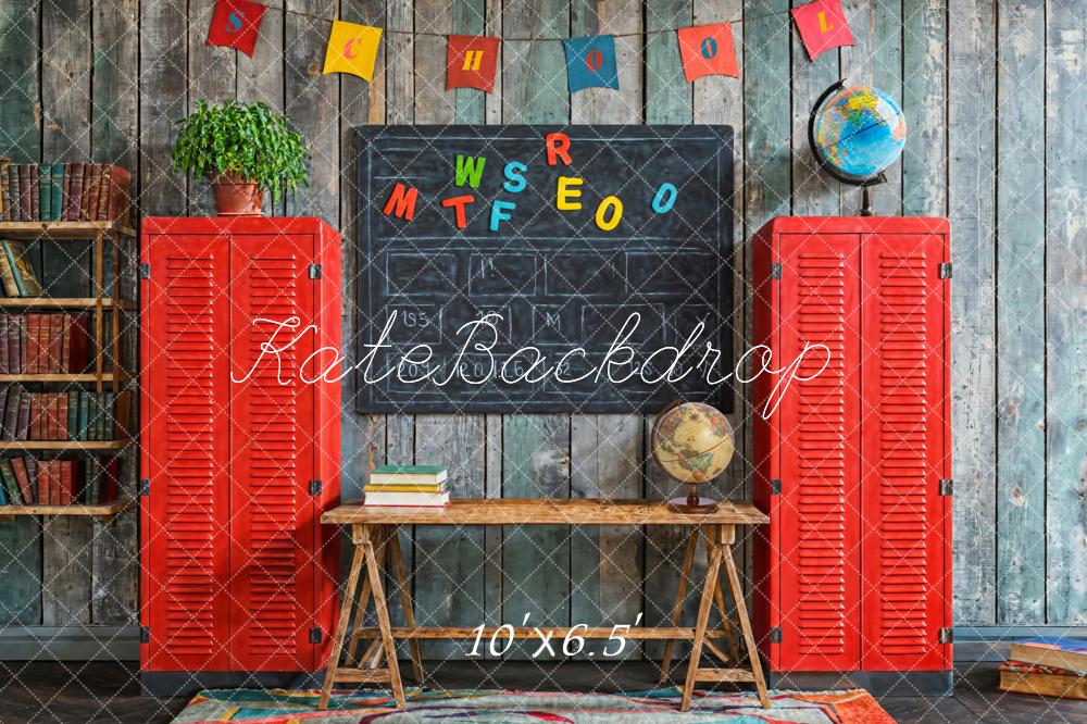 Kate Zurück Zur Schule Rote Spinde Tafel Vintage Hintergrund Entworfen von Emetselch - Kate Backdrop.de