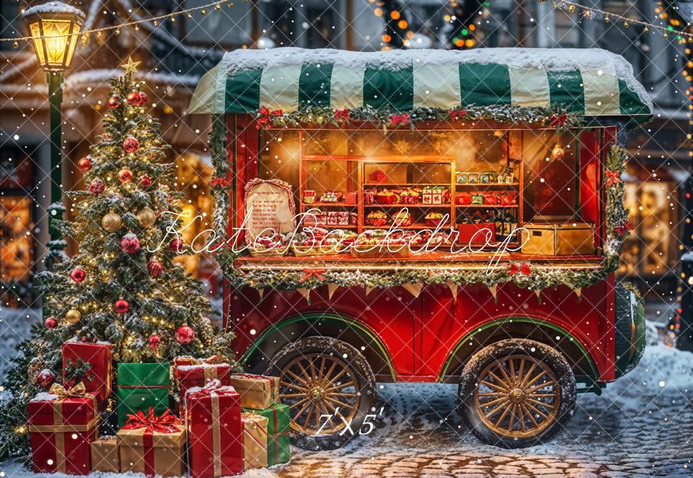 Kate Weihnachten Marktstand Geschenke Schnee Hintergrund Entworfen von Emetselch - Kate Backdrop.de