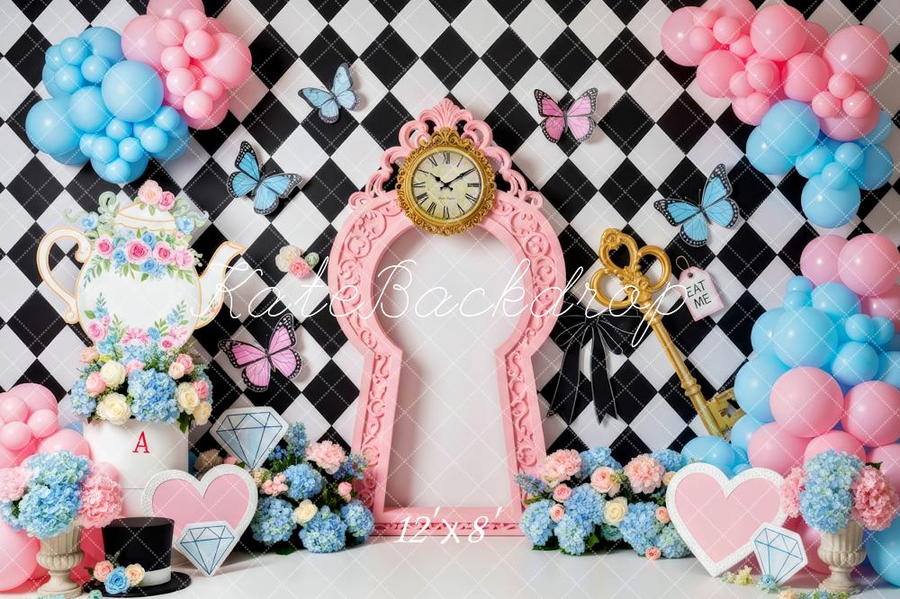 Kate Alice Thema Uhr Ballons Pastell Hintergrund Entworfen von Patty Roberts