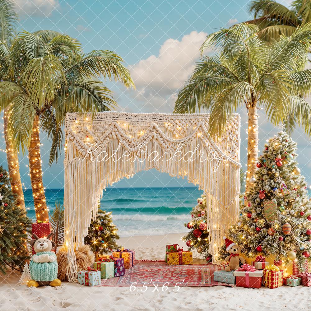 Kate Weihnachten Strand Palmen Boho Hintergrund Entworfen von Emetselch - Kate Backdrop.de