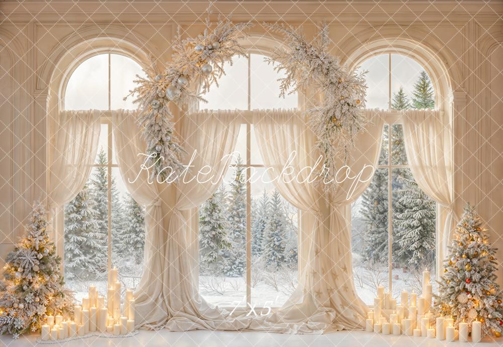 Kate Weihnachten Fenster Tannenbaum Weiß Hintergrund Entworfen von Emetselch - Kate Backdrop.de