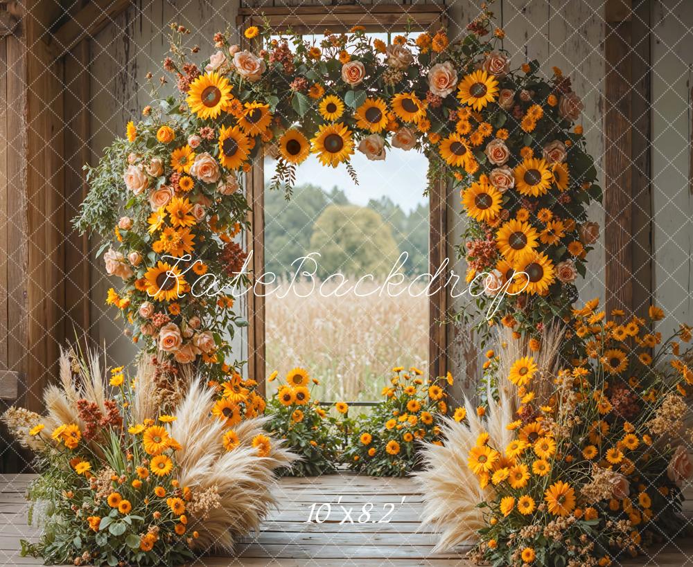 Kate Herbst Blumenbogen Rustikal Gelb Hintergrund Entworfen von Mini MakeBelieve