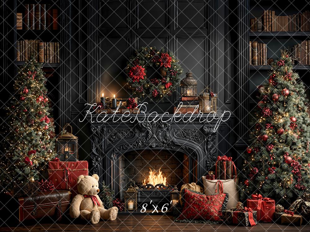 Kate Weihnachten Kamin Weihnachtsbaum Dunkel Hintergrund Entworfen von Emetselch - Kate Backdrop.de